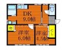 河合住宅　北3西 2LDKの間取り