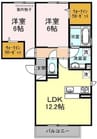 プレジオあくらＢ棟 2LDKの間取り
