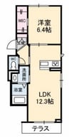 ラルーチェ学南町 1LDKの間取り