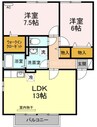 サンハイツK 2LDKの間取り