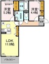 レクレルール 2LDKの間取り