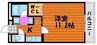 ピアグロリア奥田 1Kの間取り