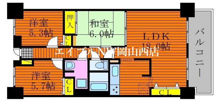 間取図 両備グレースマンション医大西Ⅱ