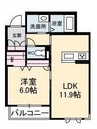 エストガーデン青江 1LDKの間取り