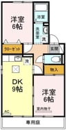 リトルバード横井　Ｂ棟 2DKの間取り