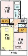 リトルバード横井　Ｂ棟 2DKの間取り