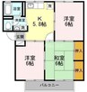 グリーンパーク洲崎 A棟 3Kの間取り
