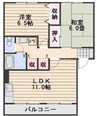 ビューラー福吉B棟 2LDKの間取り