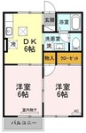 プレジール学南　Ａ棟 2DKの間取り