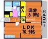 シティパレス西崎PartⅡＡ棟 1LDKの間取り