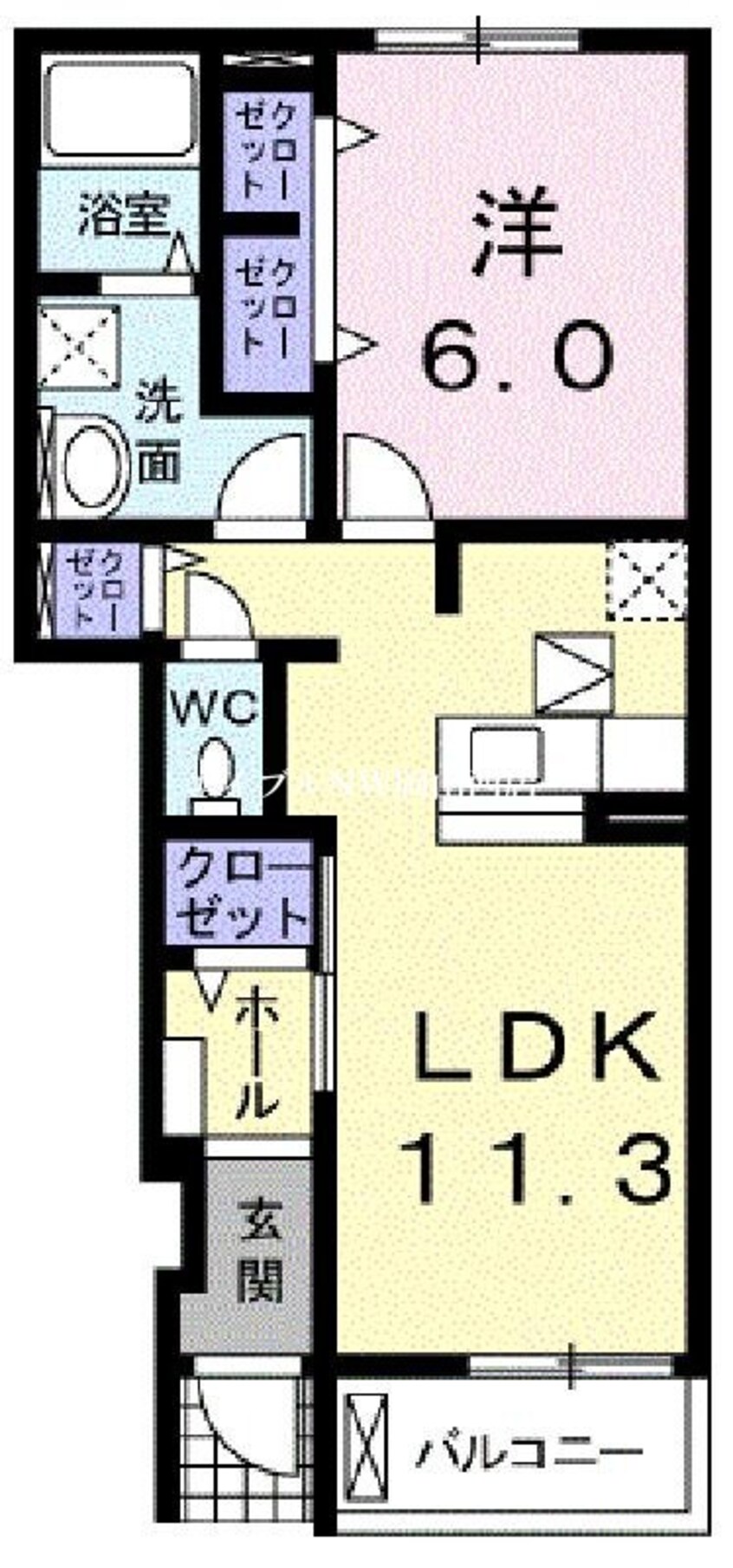 間取図 レインボーキャッスル山際ⅡＢ