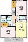 シティパル21　Ａ棟 2DKの間取り