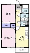 シャトーレインボーＡ 2DKの間取り