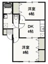 クリスタルパレス　Ｂ 2DKの間取り