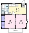 アイビーハイツＣ 2DKの間取り