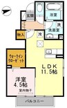ルピナス高柳東町３ 1LDKの間取り
