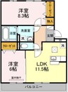 リバーパレス　Ｂ棟 2LDKの間取り