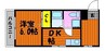 ラジール東古松 1DKの間取り