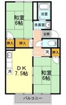 タウン妹尾 2DKの間取り