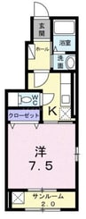 Ｎｅｏ　Ｃｉｔｙ庭瀬 1Kの間取り