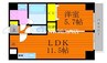 ピュアコート医大南 1LDKの間取り