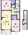 アンジュ　ブリーゼ 2LDKの間取り