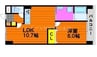サンガーデン福富WEST 1LDKの間取り
