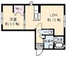 ラ・パルテール新屋敷Ⅱ 1LDKの間取り