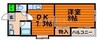 ESPACE国体町 1DKの間取り