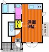 タウンコートB棟 1Rの間取り