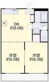 シャルダン洲崎 2DKの間取り