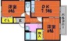 シティパル21　Ｂ棟 2DKの間取り