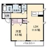 カーサ・陶ノ藏　弐番館 1LDKの間取り