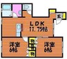 アロース牟佐 2LDKの間取り
