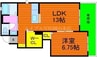 ラ・ベルデューラⅢＡ 1LDKの間取り