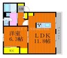 フレグランス京町 1LDKの間取り