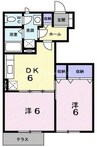 サンブライトＢ棟 2DKの間取り