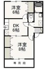 グリシーヌＢ 2DKの間取り