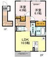 フルーレ下中野 2LDKの間取り