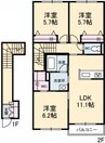 クラシオン金川Ⅲ 3LDKの間取り