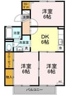メゾンドールα　Ａ棟 3DKの間取り