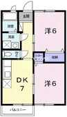 ニューエルディム小西Ａ 2DKの間取り