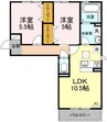 セカンドコート　B棟 2LDKの間取り