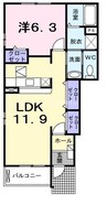 サンリットパル 1LDKの間取り