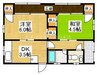 田益戸建て 2DKの間取り