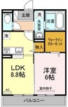 イヴェール 1LDKの間取り