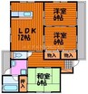 フラワーハイツⅤ 3LDKの間取り