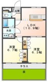ブルーダイヤモンド 2LDKの間取り