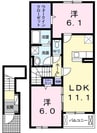 サンシャインヒルズ 2LDKの間取り