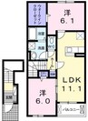 サンシャインヒルズ 2LDKの間取り